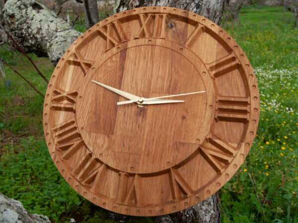 Relógio Numeração Romana em madeira maciça de carvalho 30cm - Image 3