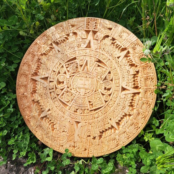 Calendário Azteca em madeira natural - Image 2