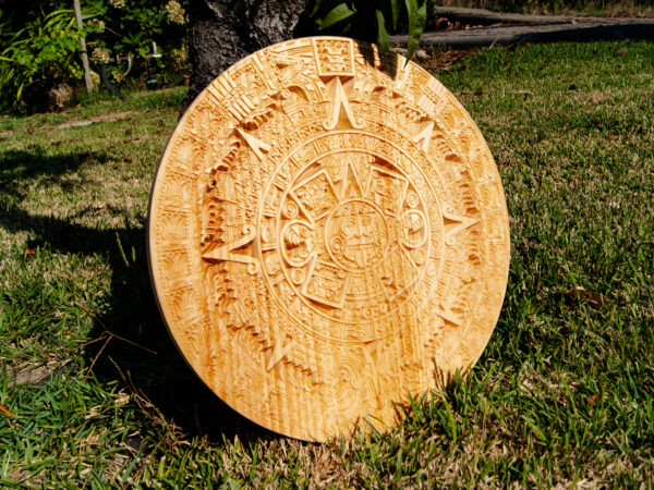 Calendário Azteca em madeira natural - Image 6